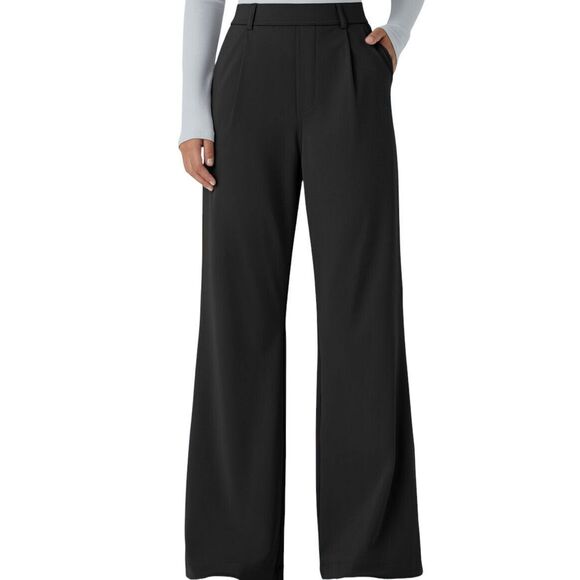 Halara HaloTek Air Black High Waist Pleated Pull On Flare Pants Size XL - Picture 2 of 8